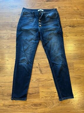 KanCan Indigo High-Rise Button-Fly Skinny Jeans